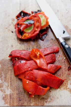 Afskindet rød peber
